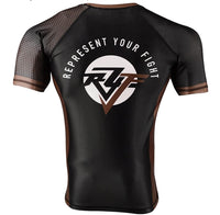 Brown Belt BJJ/MMA Short Sleeve Ranked Rash Guard.